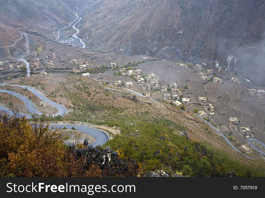 Village in mountais in the southwest of china. Village in mountais in the southwest of china