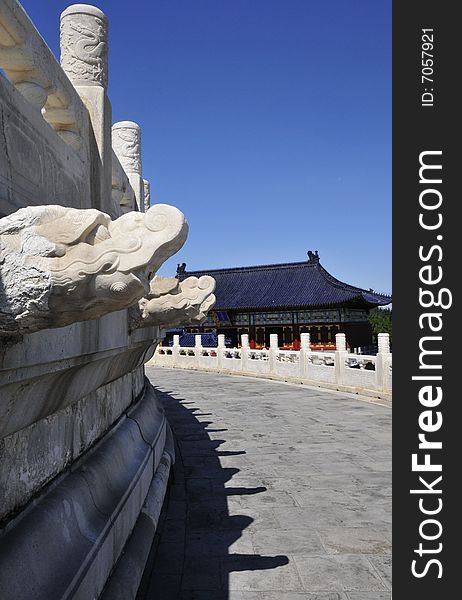 Dragon statue in chinese ancient building