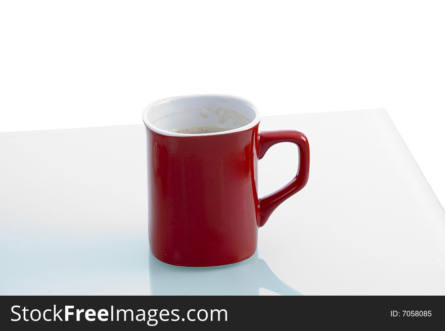 Red coffee mug with white background