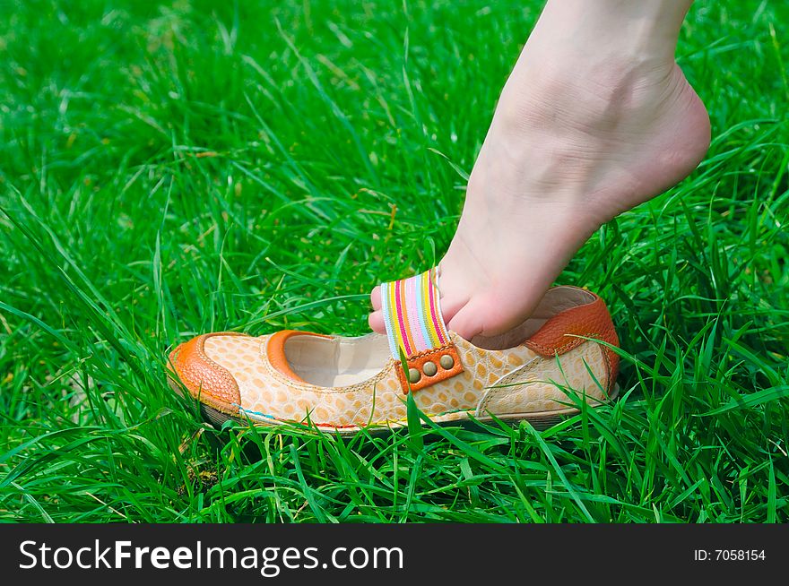 Nice summer shoes on grass