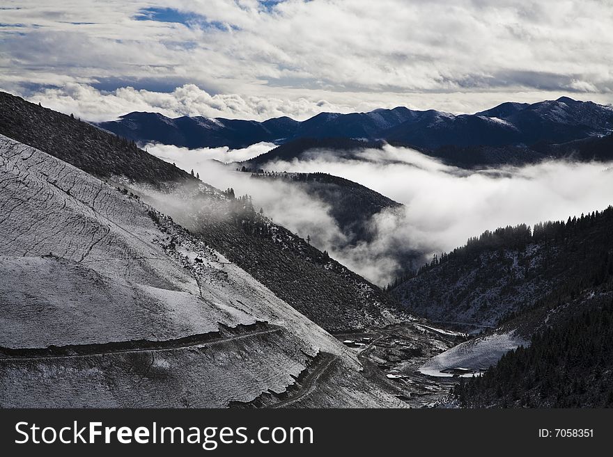 High mountains under snow