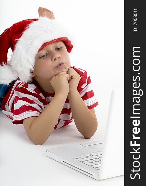 Santa s elve with laptop