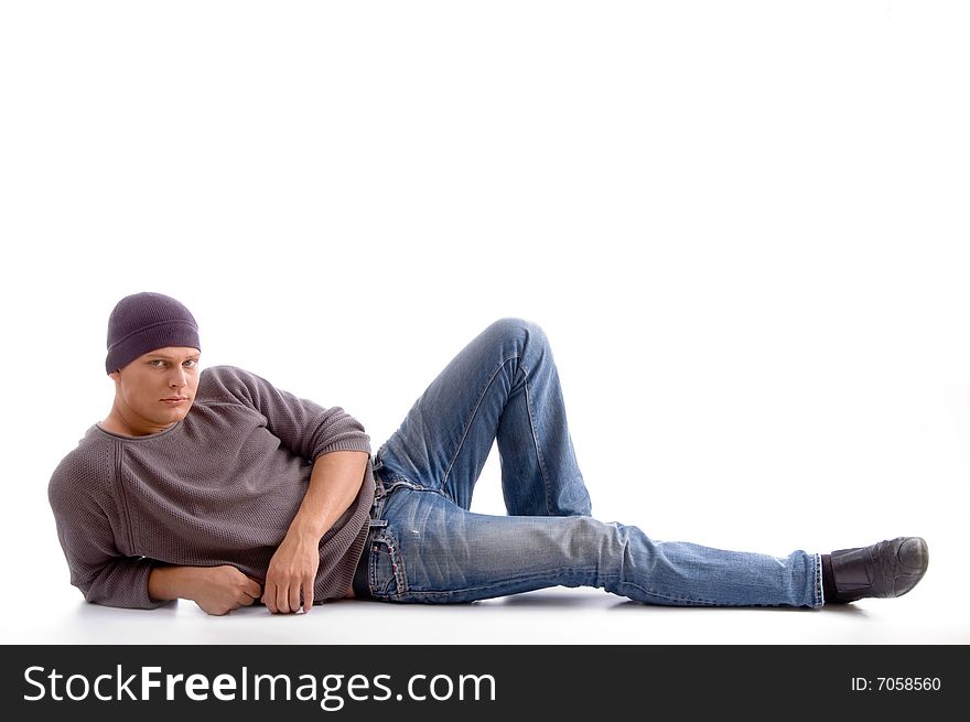 Full pose of handsome guy on an isolated background