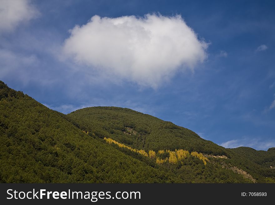 Cloud over mountain