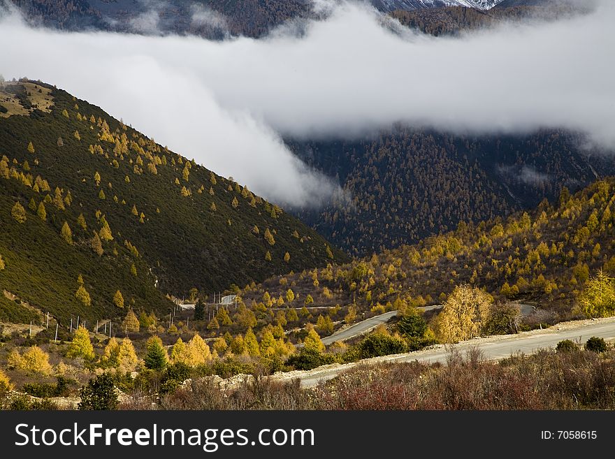 Clouds in autumn around the mountains in the southwest of china. Clouds in autumn around the mountains in the southwest of china