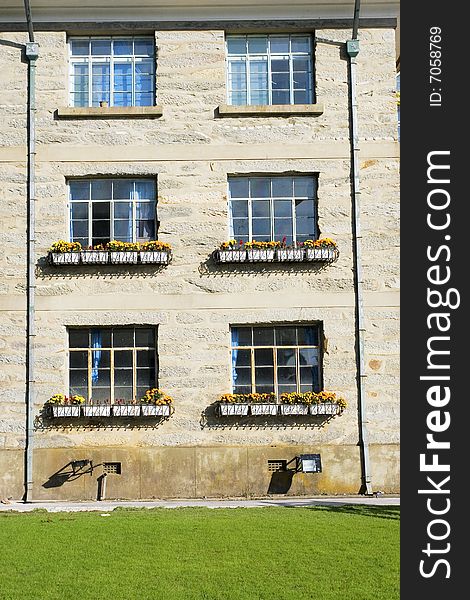 The windows of a frame house.