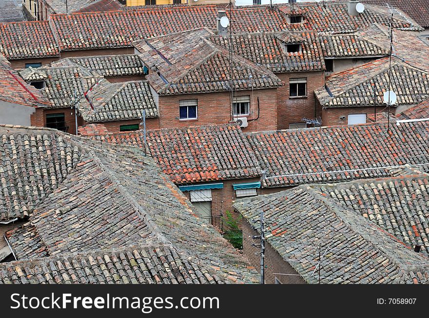 Tiling roofs in the Toledo city, Spain.