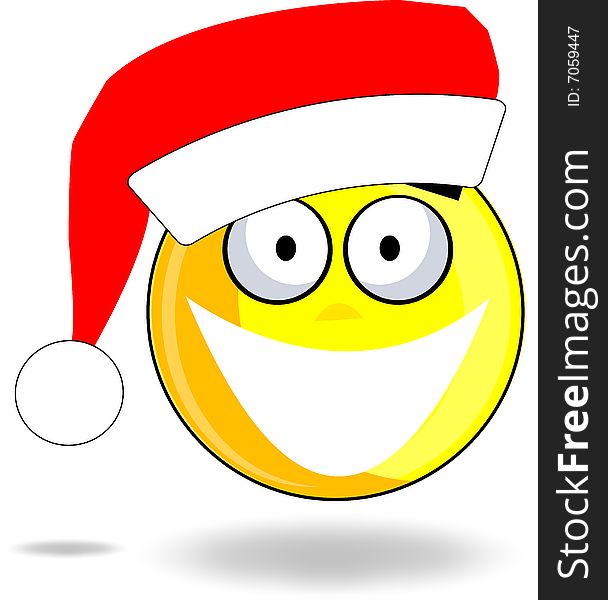 Illustration of smiling smiley christmas isolated on white. Illustration of smiling smiley christmas isolated on white