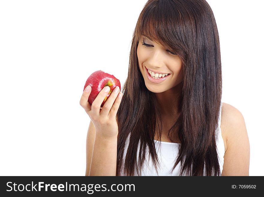 Healthy Eating. Woman holding red apple. Healthy Eating. Woman holding red apple