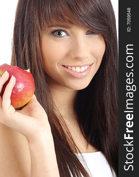 Healthy Eating. Woman holding red apple