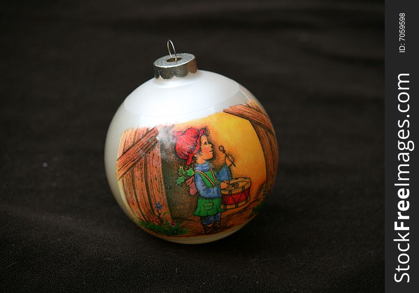 Painted ball with drummer as Christmas decoration. Painted ball with drummer as Christmas decoration