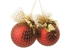 Christmas Decoration - Two Balls Isolated On White Stock Photos Christmas Decoration - Two Balls Isolated On White Stock Photos