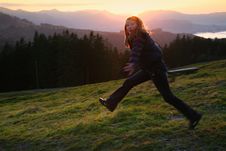 Jumping Girl In The Sunset Royalty Free Stock Photo Jumping Girl In The Sunset Royalty Free Stock Photo