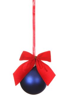 Blue Christmas Ball With Ribbons Stock Photos Blue Christmas Ball With Ribbons Stock Photos