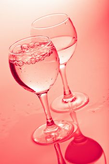 Water In Glasses Toned Pink Stock Image Water In Glasses Toned Pink Stock Image