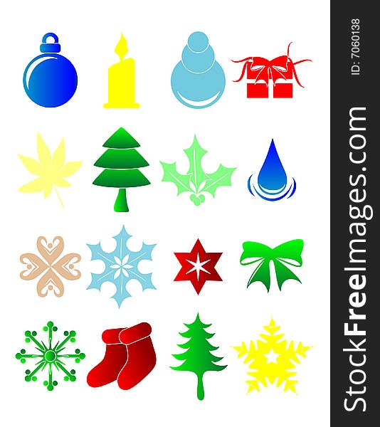 Silhouette illustration of colorful christmas items. Silhouette illustration of colorful christmas items