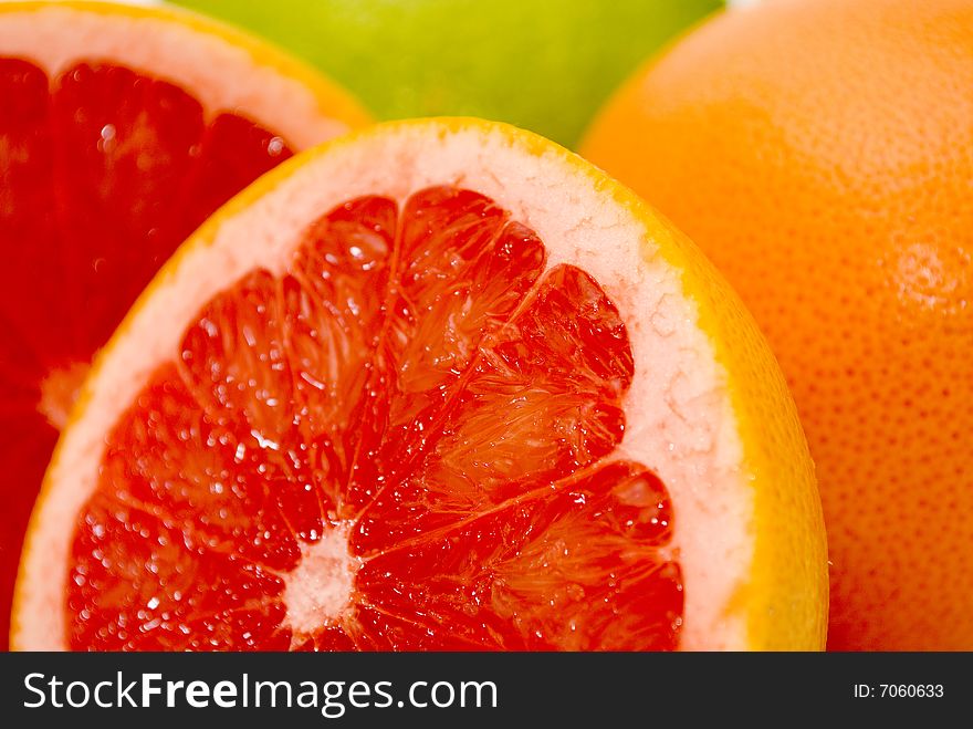 Citrus Fruits - red and green grapefruits