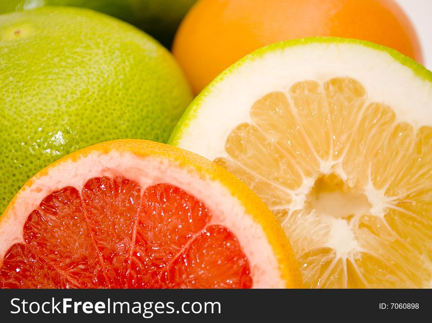 Citrus Fruits - red and green grapefruits