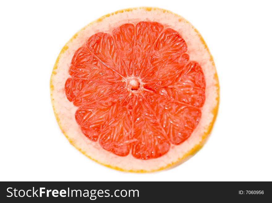 Closeup slice shot od pink grapefruit. Closeup slice shot od pink grapefruit
