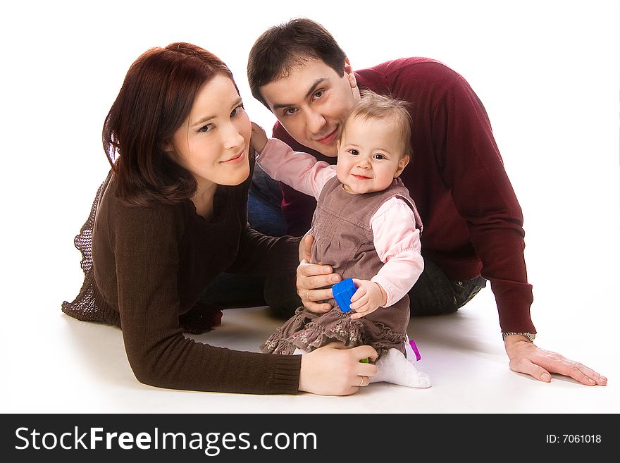 Happy Family of Mother, Father and Daughter