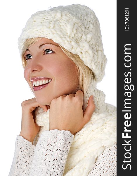 Beautiful young woman in winter close up shoot. Beautiful young woman in winter close up shoot