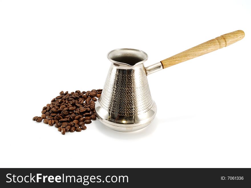 Coffee pot and coffee beans