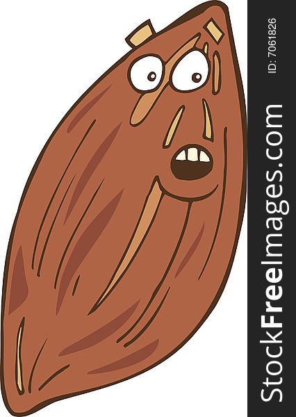 Illustration of surprised funny almond