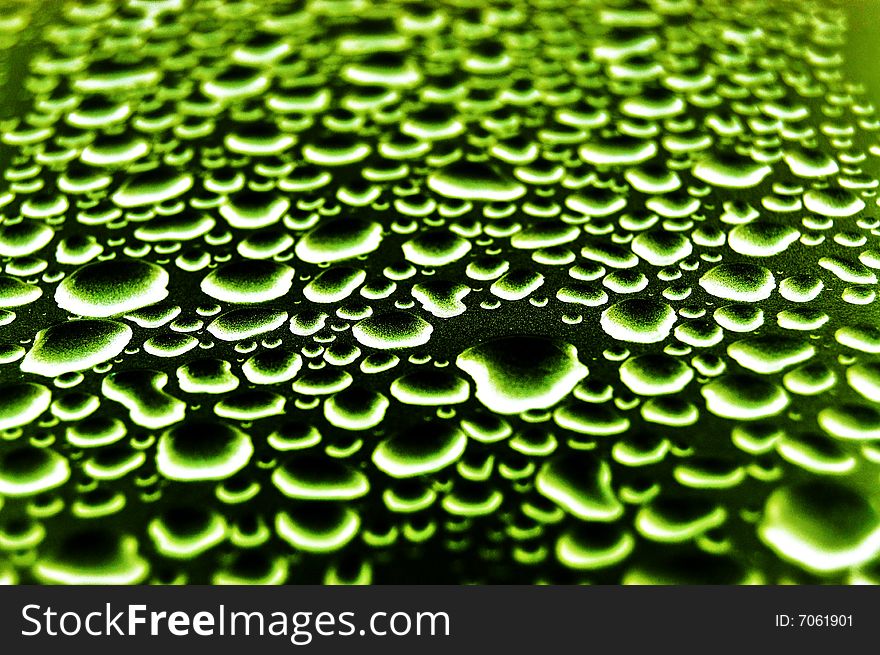 Cluster of green water drops