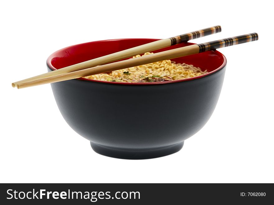 Noodle soup asian with chopsticks