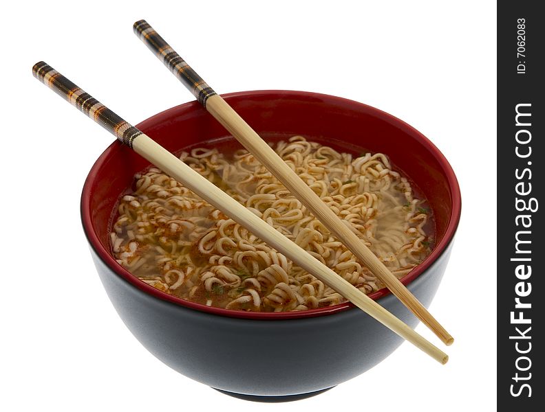 Noodle soup asian with chopsticks