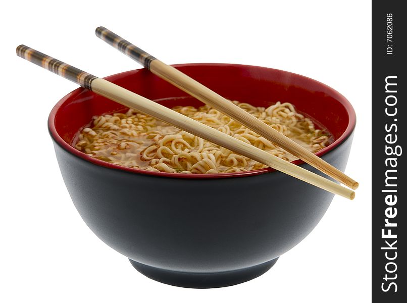 Noodle soup asian with chopsticks