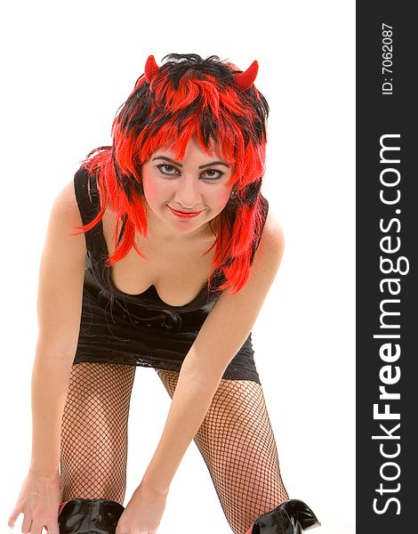 Sexy devil woman isolated on the white background