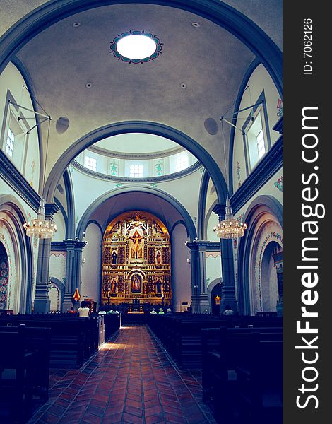 The interior of a Mission in California. The interior of a Mission in California