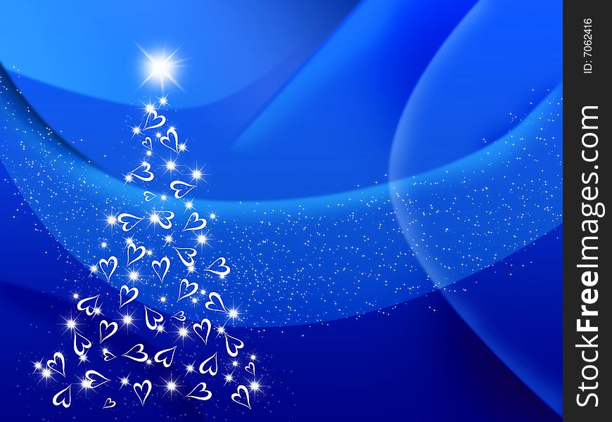 Illustration of christmas tree on blue background. Illustration of christmas tree on blue background