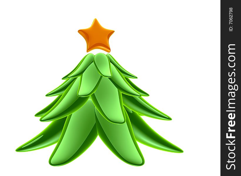 Glass green tree with orange star on top. Glass green tree with orange star on top