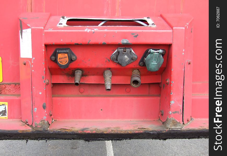 The air line connections from a C+E trailer, Large Goods Vehicle