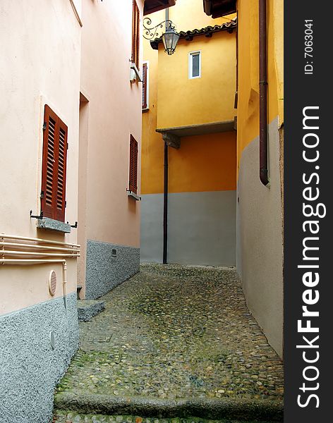 View of a small typical street in Italy. View of a small typical street in Italy.