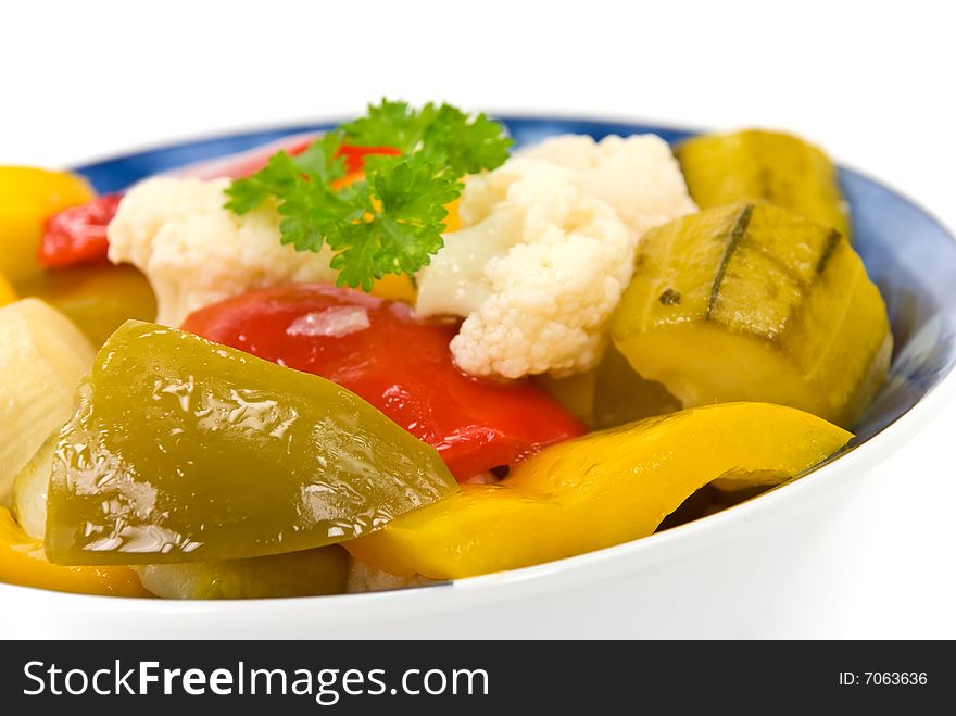 Mixed salad with bell pepper,eddplant,cauliflower