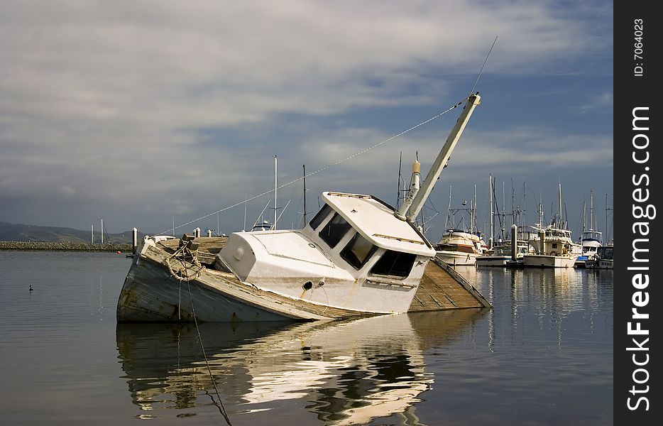 Sunken Boat in Bay
