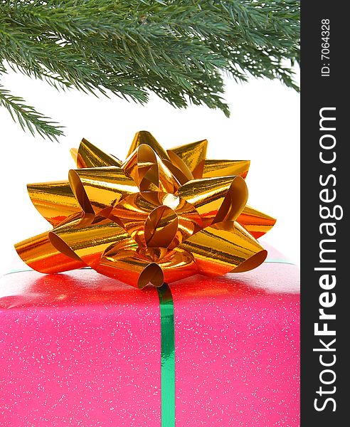 Gift box under christmas tree