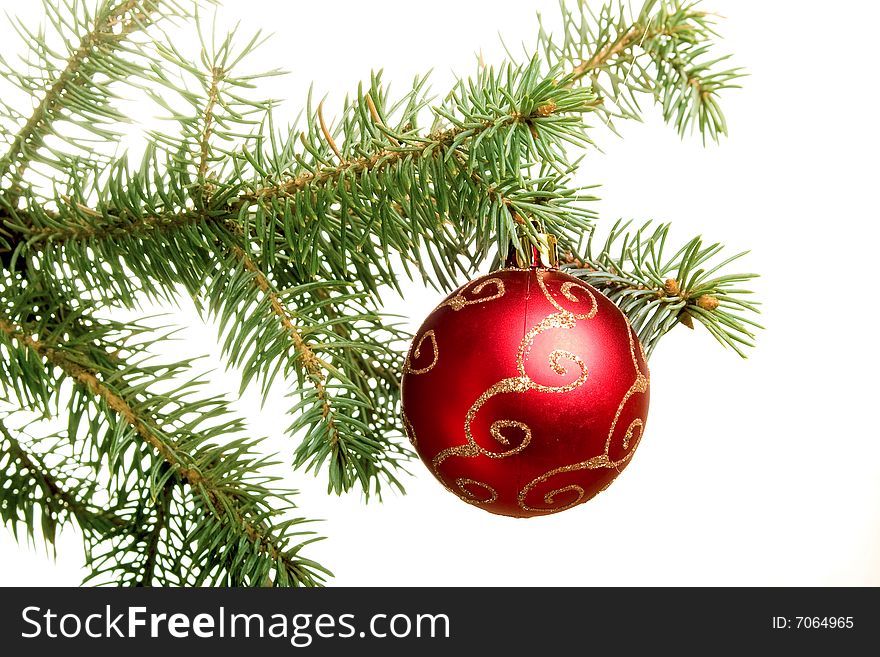 New year. Christmas. Tree decoration. Bow. Isolated.