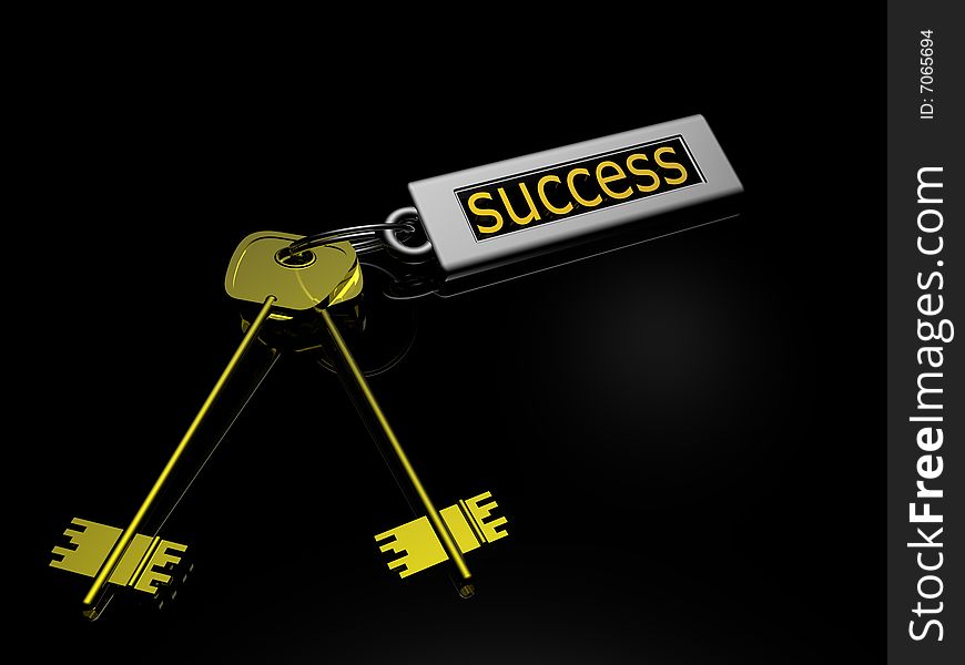 Key to success isolated in black background