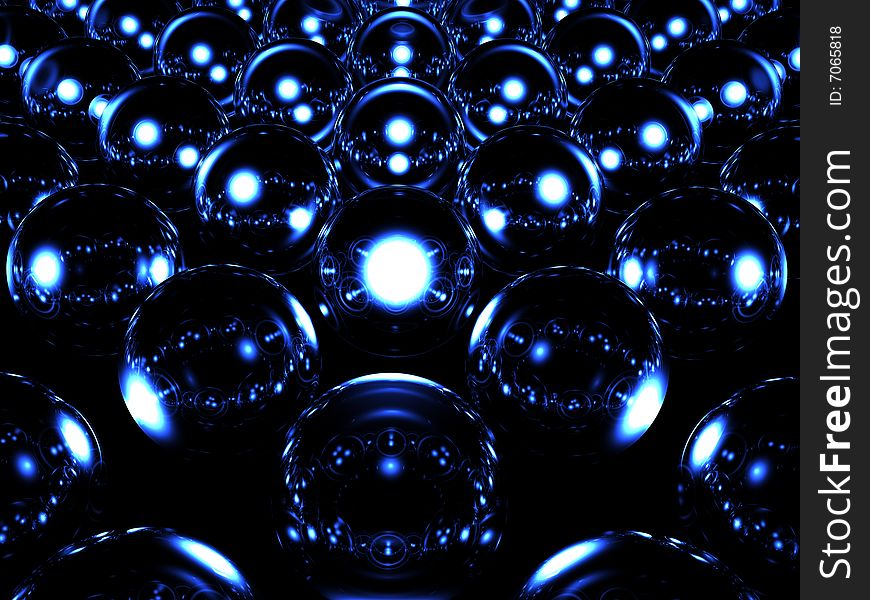 Glass sphere illuminates other spheres