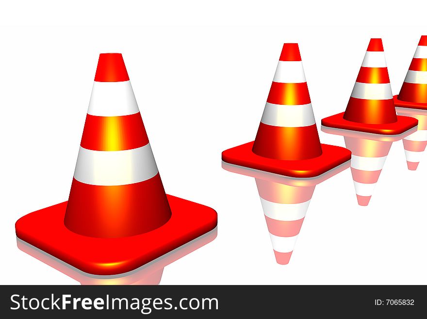 3d traffic cone isolated in white background