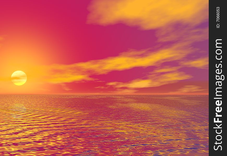 Golden Sunset  in sky background