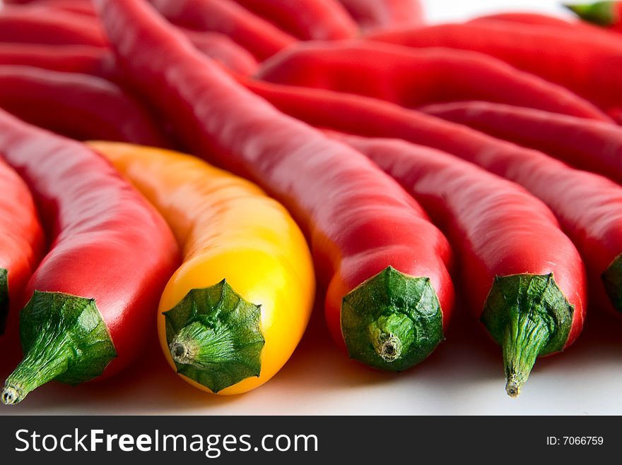 Colorful hot chili peppers. Red and yellow. Colorful hot chili peppers. Red and yellow