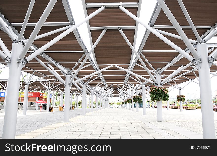 Roof structure of the station,steel fabric of the roof