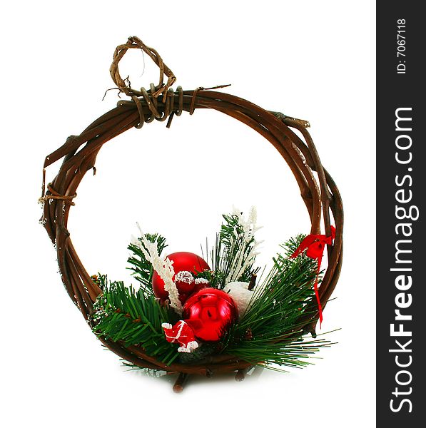 Christmas garland and beads isolated on a white background