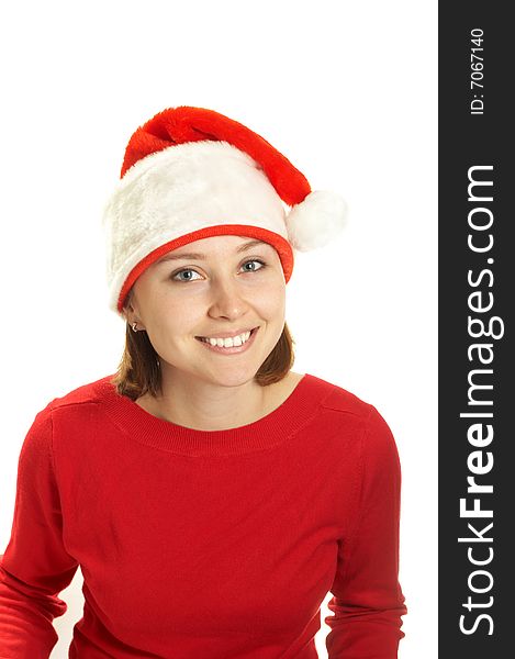 Young Woman In A Santa Cap