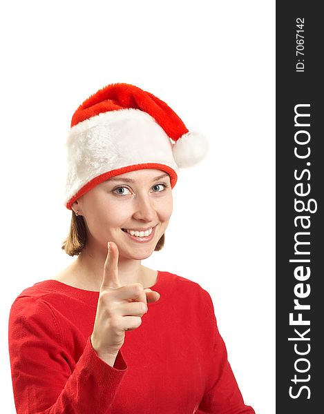 Young Woman In A Santa Cap